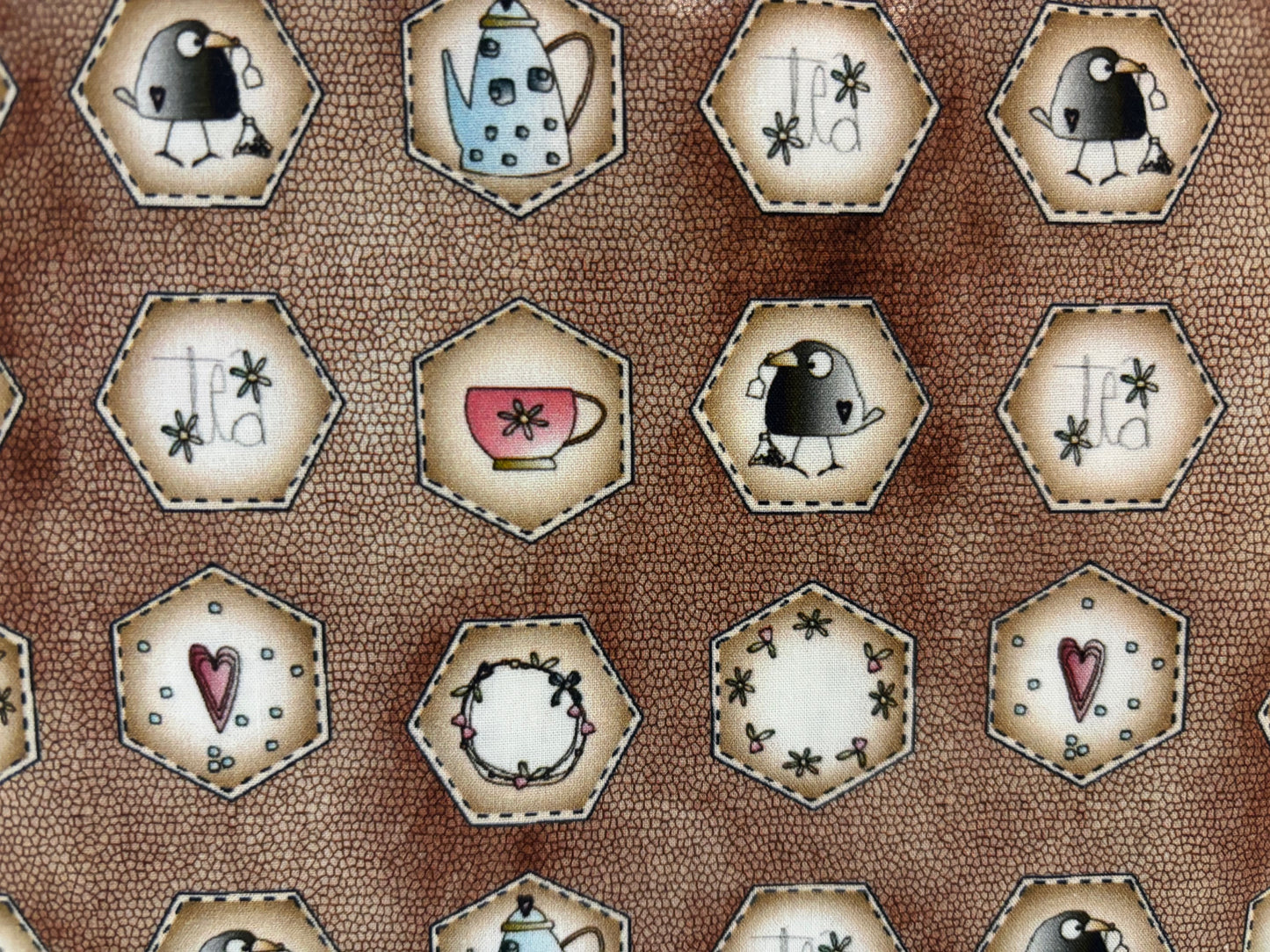 WHIMSY TEA hexágono pajaro y tazas
