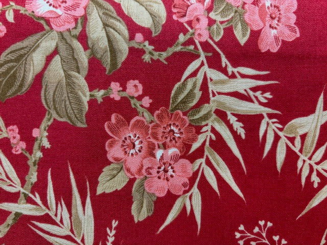 BOUQUET PATT BY EDYTA SITAR fondo granate flores grandes y hojas