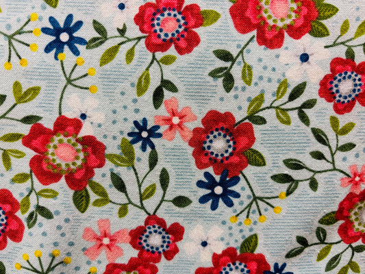 WANDERLAND I BY NANCY HALVORSEN  flores fondo azul