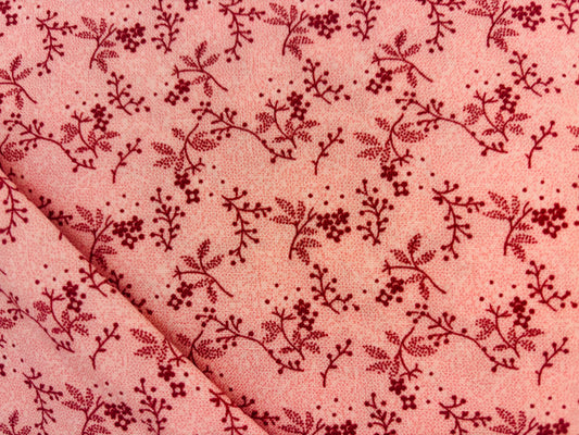 MOLLY B`S STUDIO, MARCUS FABRIC fondo rosa flor granate