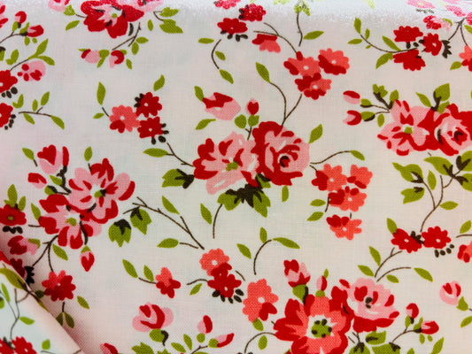 PIROUETTE BY VERNA MOSQUERA fondo blanco con flores rosa y rojo