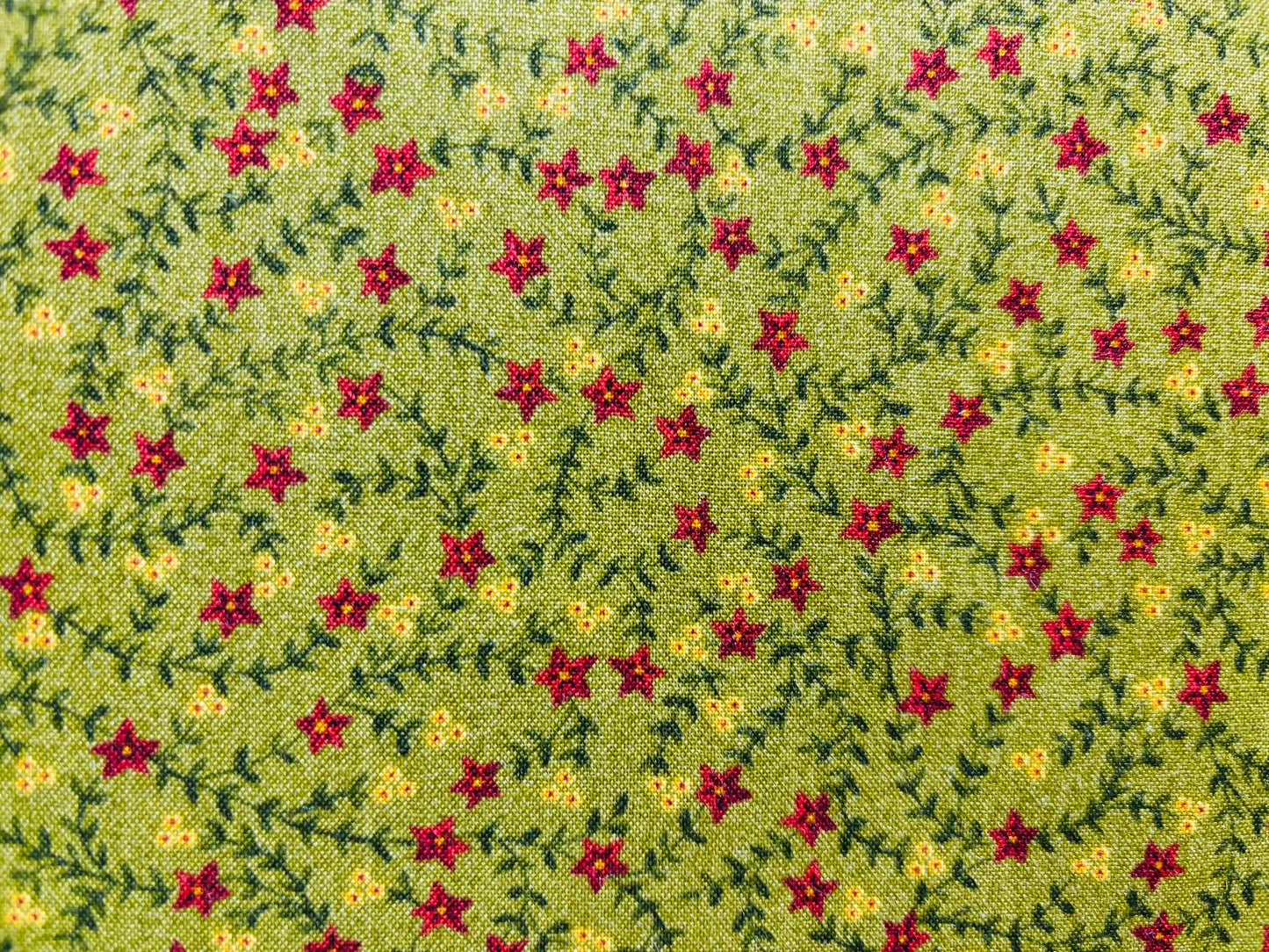 FARMHOUSE CHRISTMAS BY KIM DIEHL fondo verde flores rojas