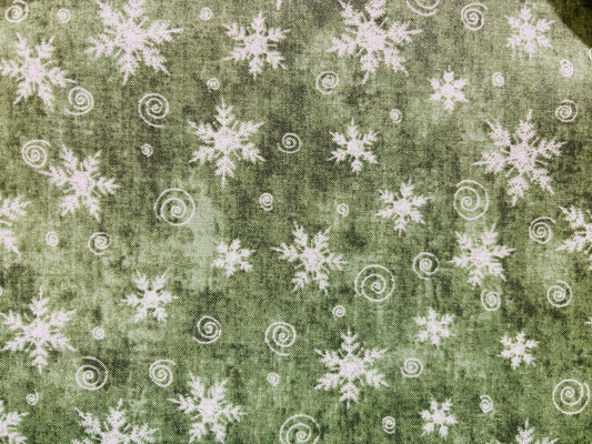 CHRISTMAS WHIMSY BY TERRI DEGENKOLB  fondo verde con copos de nieve