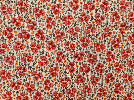 QT FABRICS  flores rojo y naranja