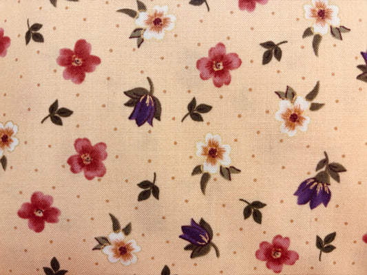 KENSINGTON FOR QUILTING TREASURES  fondo tostado flores colores