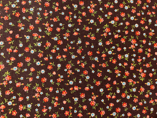 QT FABRICS fondo negro flores rojas