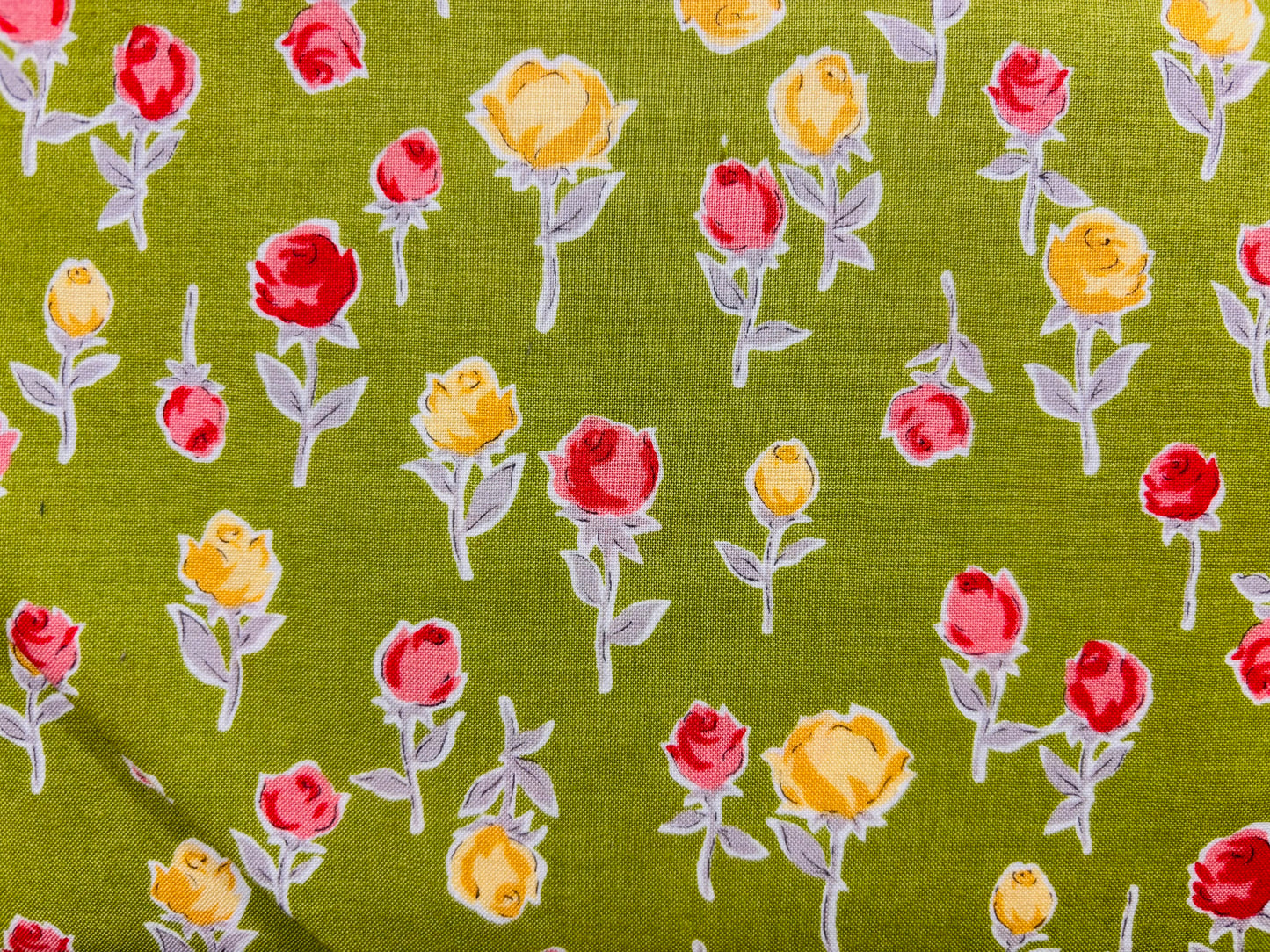 MRS MARCHIS,  LECIEN  fondo verde flores roja y amarilla