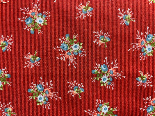 FLOWERA OF PROVENCE   fondo rojo rayas y flores