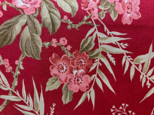 BOUQUET PATT BY EDYTA SITAR  fondo granate flores grandes y hojas