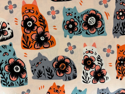 COTTON STEEL  gatos colores con flores