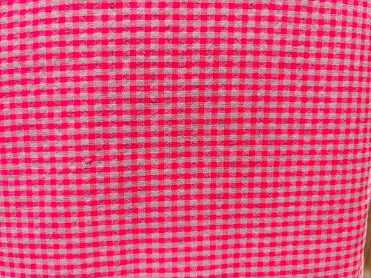 VICHY SEERSUCKER, CUADRO PEQUEÑO ROSA FLUOR