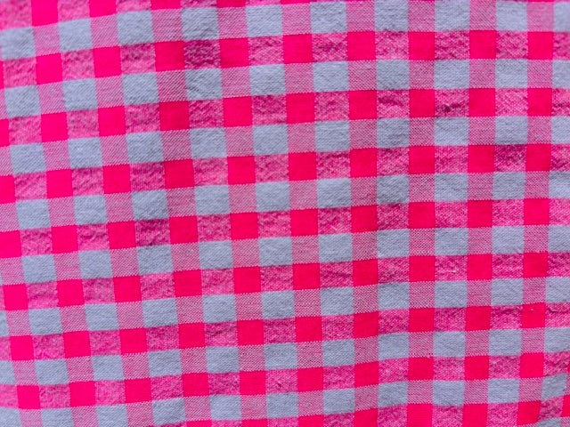 VICHY SEERSUCKER , CUADRO ROSA GRANDE FLUOR