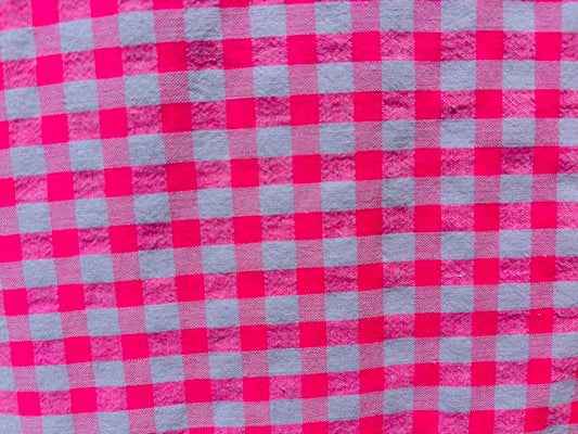 VICHY SEERSUCKER , CUADRO ROSA GRANDE FLUOR