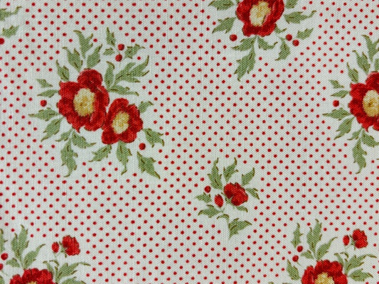 TILDA, MERRY LITTLE CHRISTMAS , FONDO LUNARES ROJAS Y FLORES