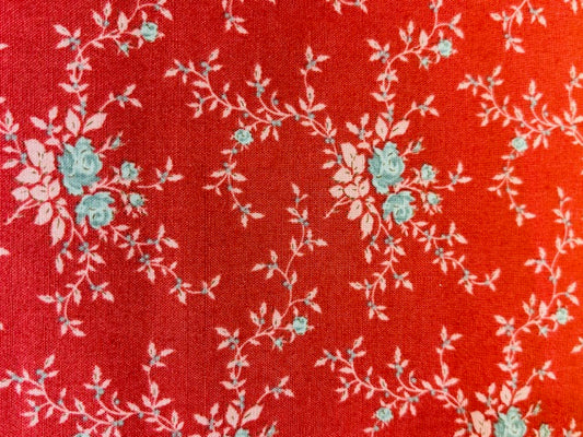 TILDA, MERRY LITTLE CHRISTMAS  , FONDO ROJO FLORES AZUL